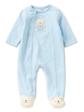 Little Me Light Blue Bear Appliqué Footed One-Piece